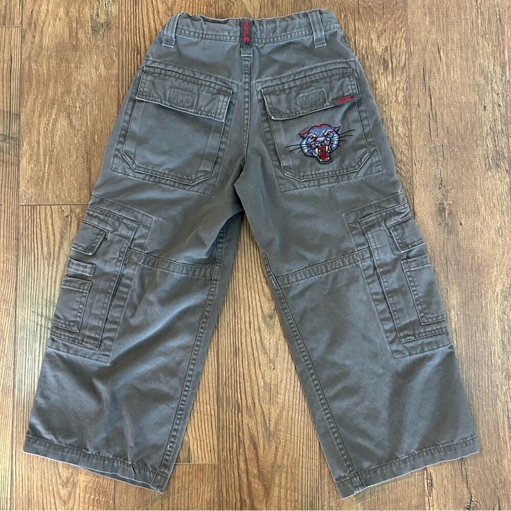 JNCO Army Twill Warrior Cargo Pants Panther Grey Youth Size 8 FLAWS